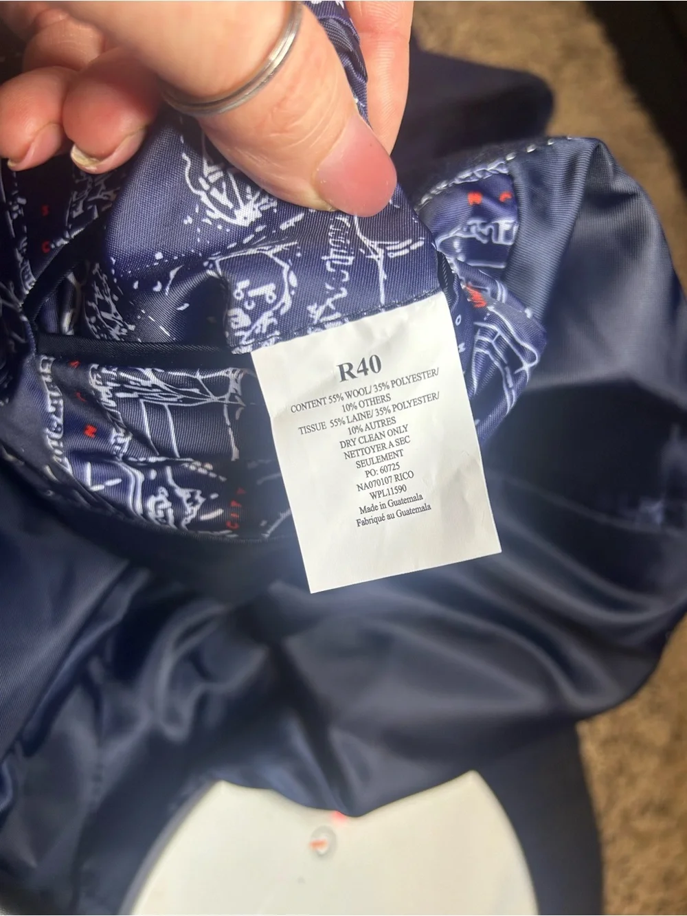 NWT Joseph Abboud Navy Plaid Double-Breasted Blazer with Brown Windowpane